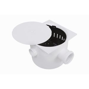 Caixa Sifonada 25x20cm de 3 Entradas com Cesto e Saída de 50mm e Suporte Quadrado Branco - ASTRA