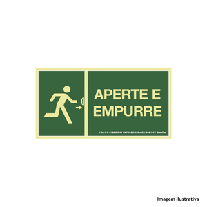 Placa fotoluminescente 30x15cm aperte e empurre - sinalize /ref.315ap