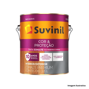 Tinta esmalte sintético brilhante cor e proteção 3,6 lt branco suvinil /ref.53375861