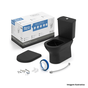 Kit bacia matte com caixa acoplada nexo matte 79x66,5cm black  roca /ref.c343723009