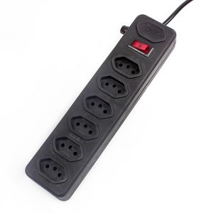 Filtro de linha para 6 tomada bivolt preto - mm eletrônica