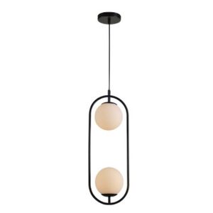 Pendente Para Duas LAmpadas Pérola Arco Duo Preto Fosco Avant / 127/220 V