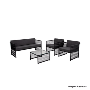 Conjunto santiago fibra preto - fama móveis /ref.0