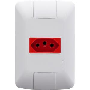 Conjunto com 1 tomada 2p aria 20a 2x4 vermelho/branco - tramontina