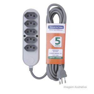 Extensão elétrica com 5 tomadas 10a 5mts - tramontina