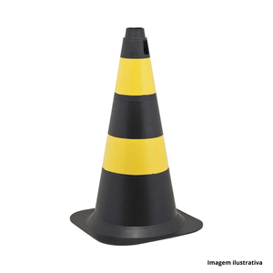 Cone de sinalização 50cm preto e amarelo - vonder /ref.70.29.000500
