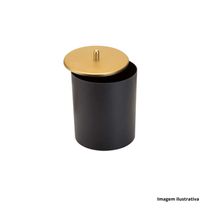 Lixeira com tampa 5lt preto com dourado fosco - arthi