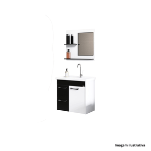 Kit genova suspenso 2 gavetas espelho + pia 55,4  preto - a.j.rorato /ref. 528615