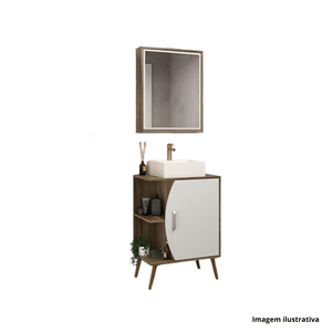 Kit para banheiro ghana 60cm com pés nogal/branco - bosi /ref.513013.4601