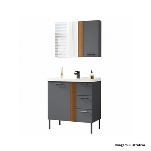 Kit balcão bonfim com pé 80cm granito/freijó - balcony /ref.400gr