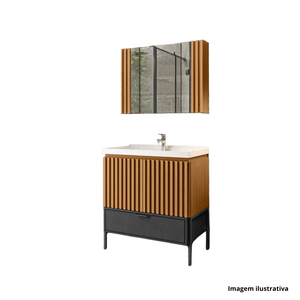 Kit angra 65 c/pé freijo/preto - balcony /ref.608fpr