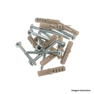 Bucha de nylon com anel e parafuso cabeça panela phillips 7mm com 10 unidades - bemfixa /ref.3143