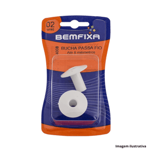 Bucha passa-fio branca 7mm com 2 unidades - bemfixa /ref.4008