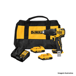 Parafusadeira e furadeira de impacto à bateria max brushless atomic 20v - dewalt /ref.dcd709d2-br