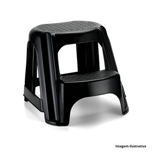Escada banco 2 degraus preta - plasnew /ref:1297.