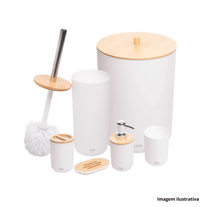 Conjunto para banheiro bambu com 6 peças branco - lyor /ref.2200119