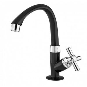 Torneira para lavatório mesa bica alta móvel cross 1/2 preta e cromado - tigre