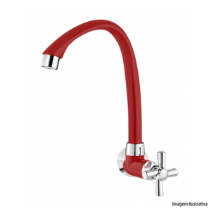 Torneira para cozinha de parede bica alta movél vermelha tigre /ref:300000630.