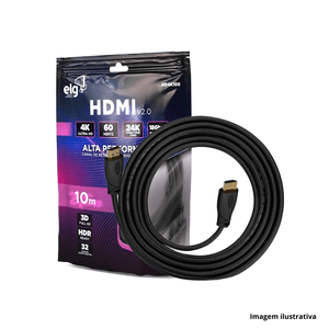 Cabo hdmi 3d 4k 10m preto - elg pedestais /ref.hd4k100