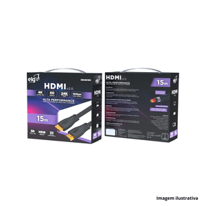 Cabo hdmi 3d 4k 15m preto - elg pedestais /ref.hd4k150