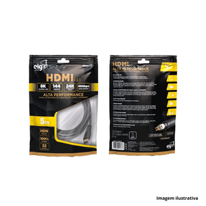 Cabo hdmi 3d 8k 5 metros preto - elgin pedestais /ref.hd8k50