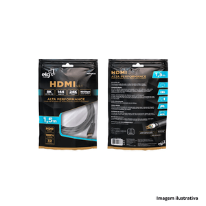 Cabo hdmi 3d 8k 1,5 metros preto - elg pedestais /ref.hd8k15