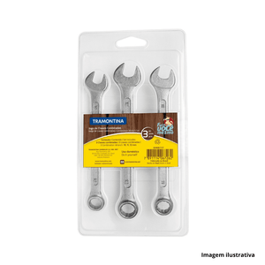 Jogo de chaves combinadas em aço inox 3 peças - tramontina /ref:43408/117