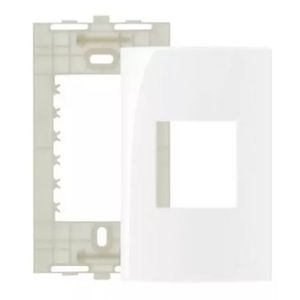 Placa com suporte 4x2 2 postos juntos sleek branco margirius