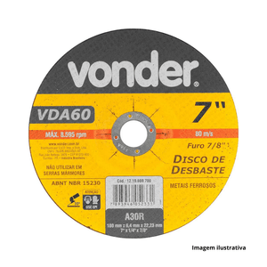Disco de desbaste 7 x 1/4 x 7/8 - vonder /ref:12.19.600700