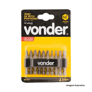 Jogo bits/ponteira com 10pc encaixe 1/4" - vonder /ref:3538100000