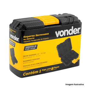 Jogo soquetes impacto sextavado 1/2 8  peças - vonder /ref: 3061008012.